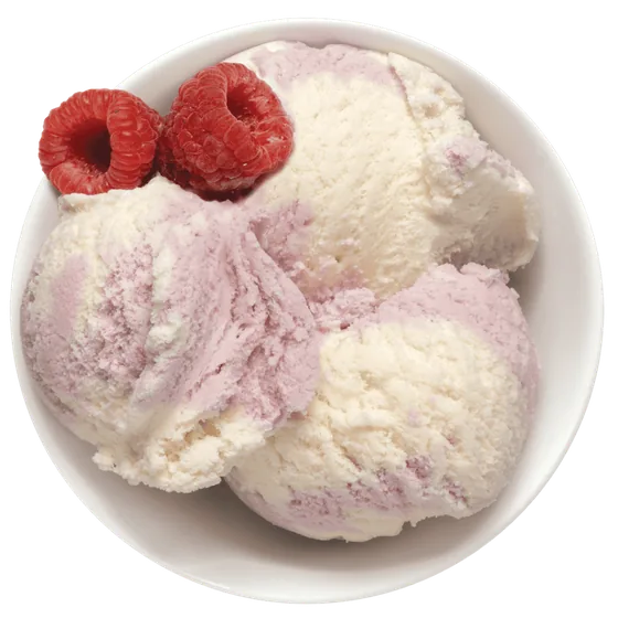 A dish of Perry's white raspberry ice cream